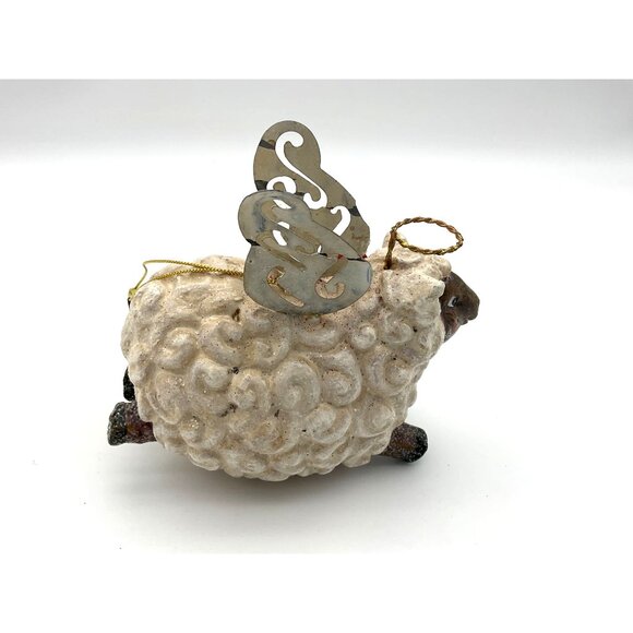 Mark Roberts Collection VTG Angel Sheep Ornament Glitter Accents Metal Wings - Picture 2 of 5